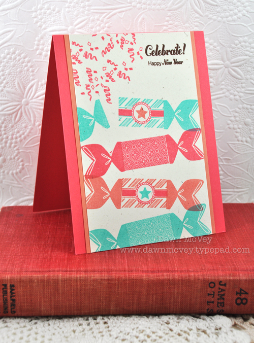 Paper: rustic cream, berry sorbet, melon berry<br />
Stamps: Party Poppers<br />
Ink: dark...