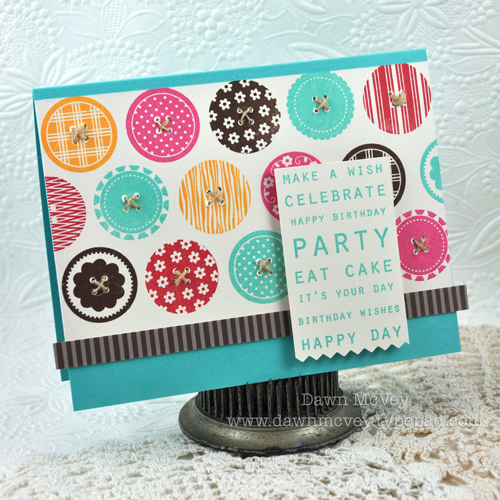 Paper: rustic cream, hawaiian shores, dark chocolate pattern pack<br />
Stamps: Sentiment...