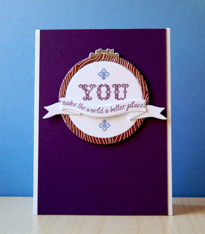 Cardstock: royal velvet, white<br />
Stamps: Stitched Sentiments<br />
Ink: dark chocolate,...