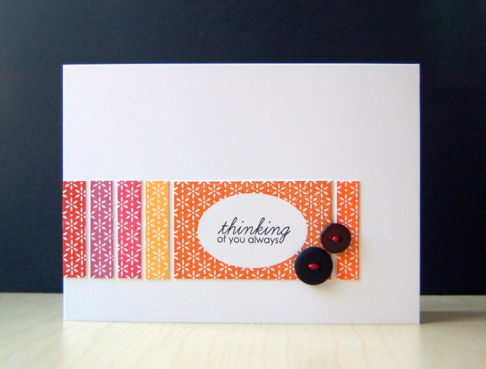 Cardstock: white<br />
Stamps: Framed Out #10<br />
Ink: pure poppy, autumn rose, hibiscus...