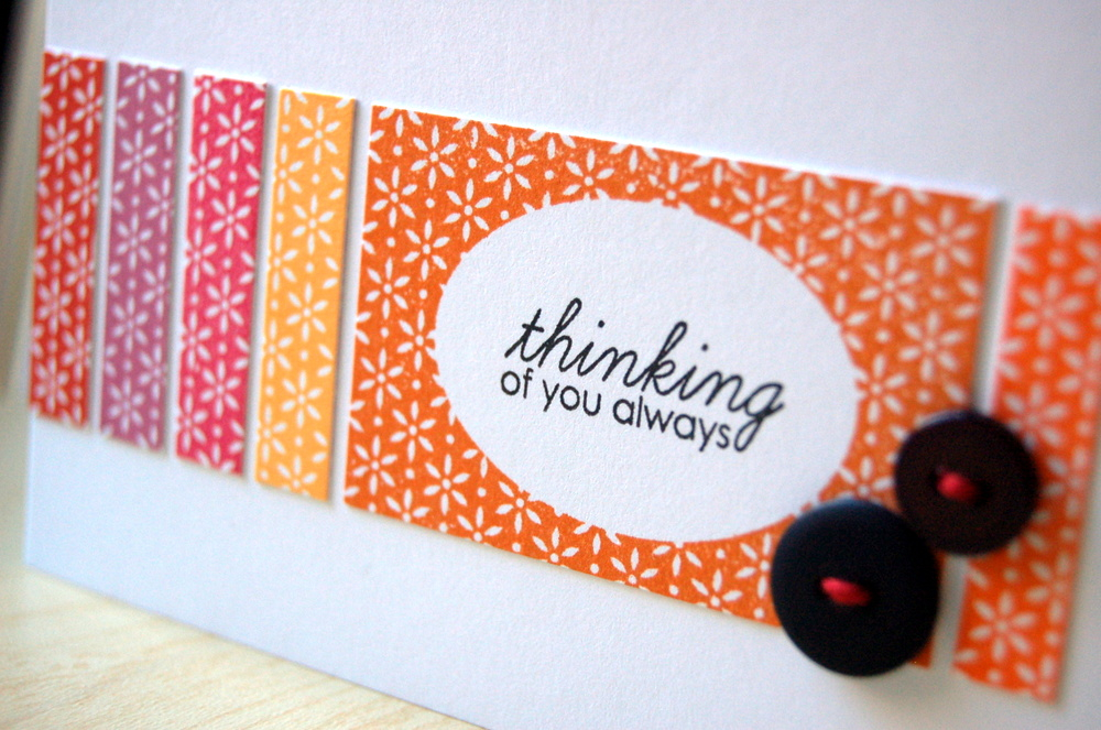 Cardstock: white<br />
Stamps: Framed Out #10<br />
Ink: pure poppy, autumn rose, hibiscus...