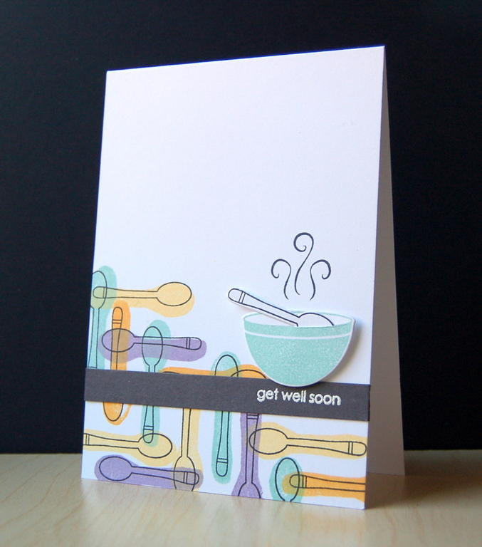 Cardstock: white, smokey shadow<br />
Stamps: Comfort Food<br />
Ink: aqua mist, summer...