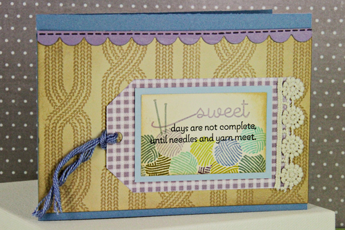 Stamps: Knit Bits, Purls of Wisdom, Sew Simle borders<br />
Cardstock: Blueberry Sky, Winter...