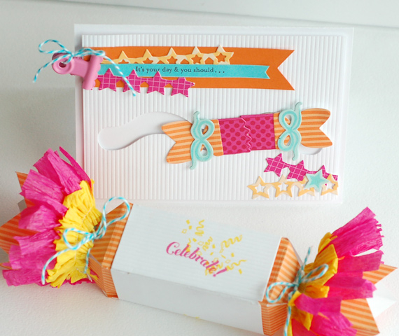 Stamps:  Party Poppers, Movers &amp; Shakers Sentiments<br />
Ink:  True Black, Hawaiian...