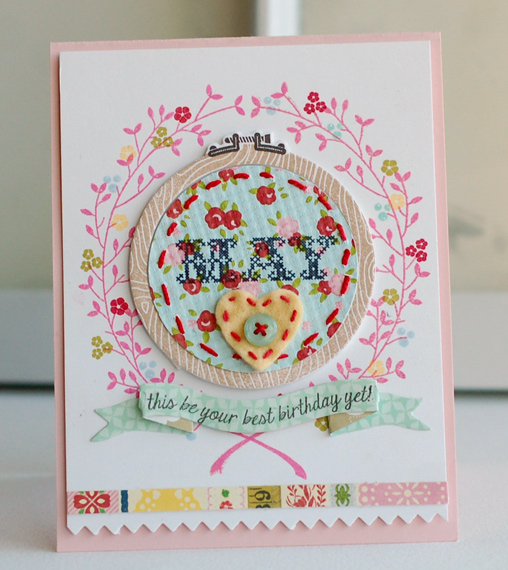 Stamps:  Stitched Sentiments<br />
Ink:  Hibiscus Burst, Pure Poppy, Harvest Gold, Simply...