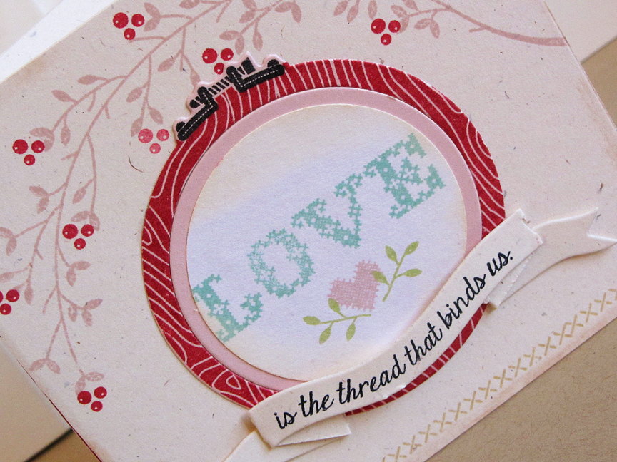 STAMPS: Stitched Sentiments, Sew Simple Borders<br />
INK: Sweet Blush, Pure Poppy, Aqua Mist,...