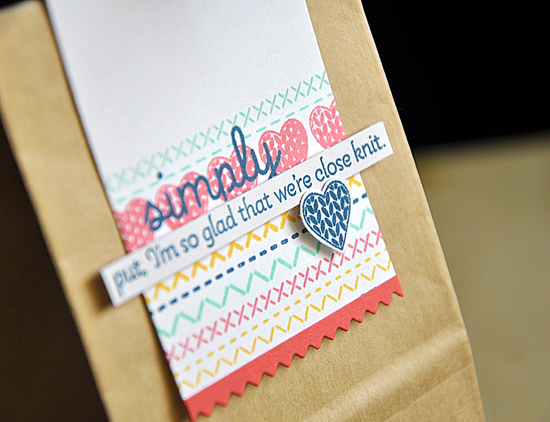 Stamps: Sew Simple Borders, Knit Bit &amp; Purls of Wisdom<br />
Ink: Enchanted Evening, Berry...