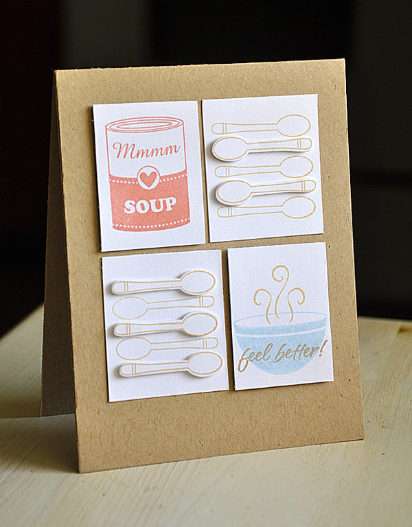 Stamps: Comfort Food<br />
Ink: Fine Linen, Kraft, Melon Berry &amp; Hero Arts Soft Stone<br />...