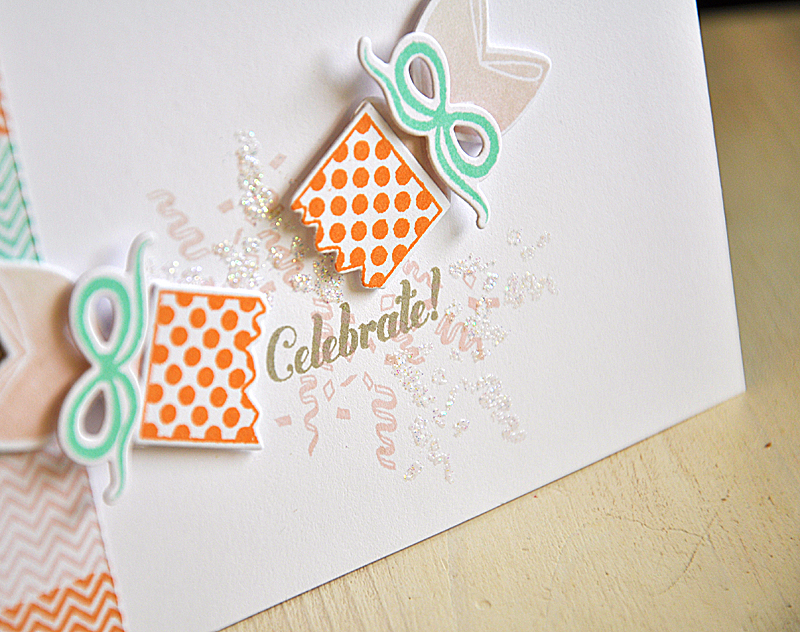 Stamps: Party Poppers<br />
Ink: Sweet Blush, Versamark, Hero Arts Orange Soda, Hero Arts Wet...