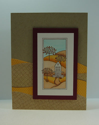 Image colored with Copics.  Cardstock used: PTI Kraft, Scarlet Jewel, Summer Sunrise. Ink used -...