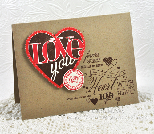 Paper: kraft, rustic cream, pure poppy bitty dot<br />
Stamps: With All My Heart<br />
Ink:...