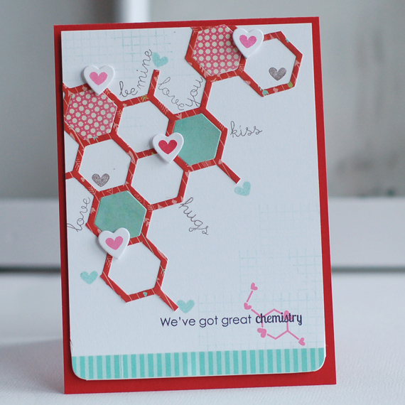 stamps:  love potion, simple valentine<br />
ink:  smokey shadow, aqua mist, hibiscus, pure...