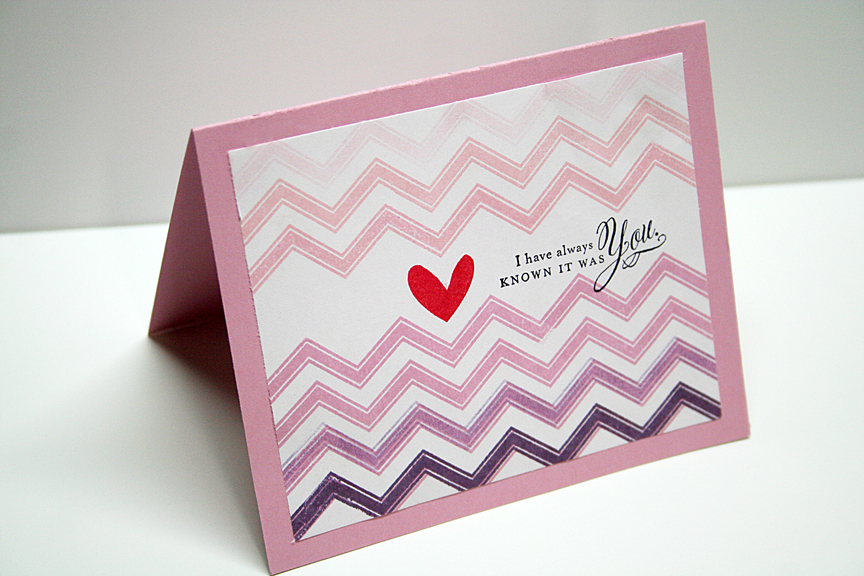 STAMPS: Background Basics: Chevron, Think Big Favorites #23, Sending My Love<br />
INK: Sweet...