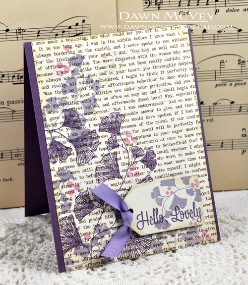 Paper: rustic cream, plum pudding, dearest jane patterned paper<br />
Stamps: Happy For You,...
