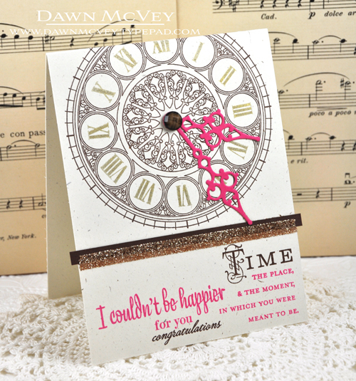 Paper: rustic cream, dark chocolate, raspberry fizz<br />
Stamps: Happy For You, Hands of...