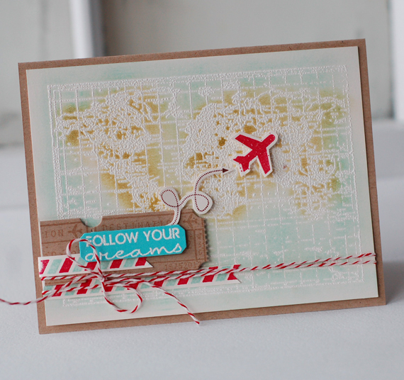 stamps:  destination, world map, postmarks, fillable frames #3<br />
ink:  aqua mist, simply...