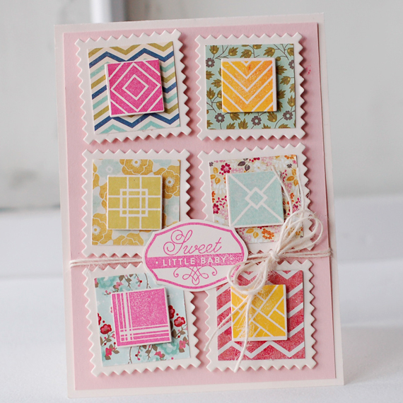 stamps:  square prints, everyday photo finishers<br />
ink:  hibiscus burst, aqua mist, limeade...