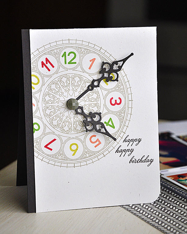 Stamps: Hands of Time &amp; Number Time Trio<br />
Ink: Pure Poppy, New Leaf, Melon Berry, Hero...