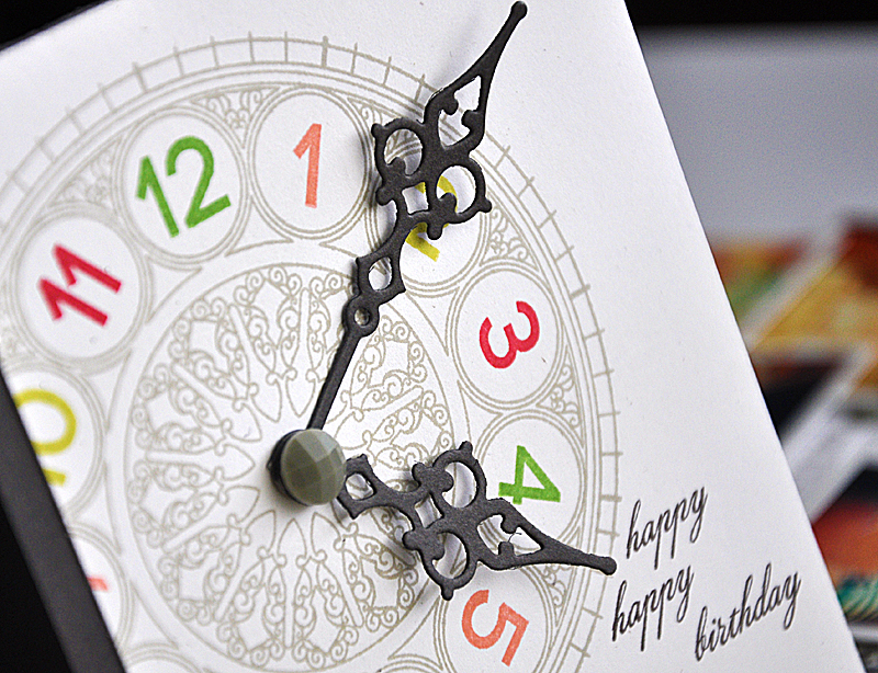 Stamps: Hands of Time &amp; Number Time Trio<br />
Ink: Pure Poppy, New Leaf, Melon Berry, Hero...