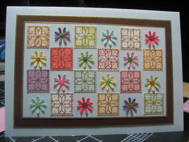 Here&#039;s another trial run with all those little quilt blocks punched out, lol.  Listen, when...