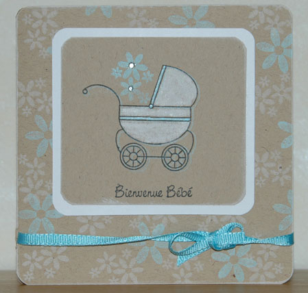 Stamps used : Bitty Baby Blessing / Piece of cake<br />
Inks : Palette (white) ; Versamagic...