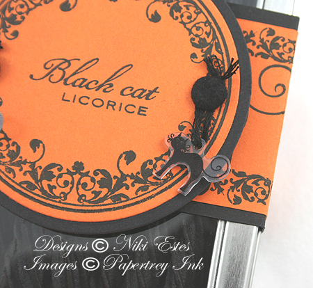 Project Title: Black Cat Licorice<br />
Stamps: Spooky Sweets II (Papertrey Ink)<br />...