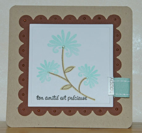 Stamps used : Spiral bouquet<br />
Inks : Versamagic, perfect match, black palette.<br />...