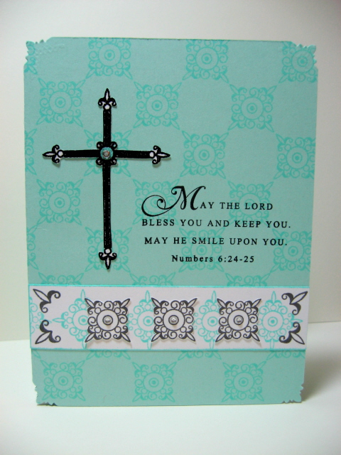 Lots of detailed cutting on this card, but it was worth it.  Cross is embossed in detail black EP.