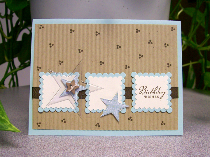 I started with an Aqua Mist base and layered with a crimped piece of PTI kraft paper.  I cut the...