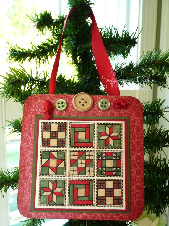 Front of Quilt Ornament; I used a coaster as the base of the ornament, dp by Memory Box