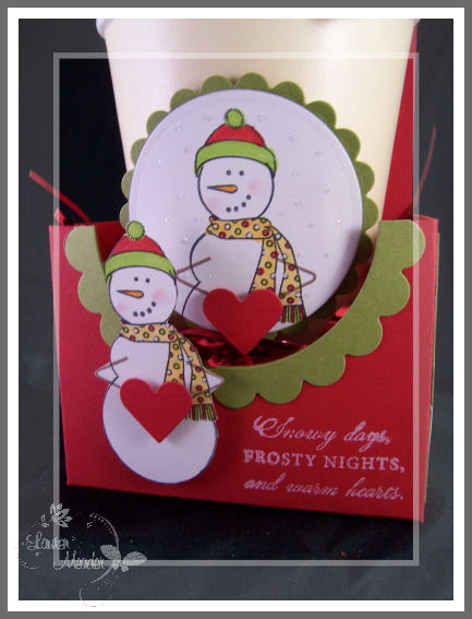 Cocoa To Go! Carrier front close-up<br />
<br />
Stamps- Made of Snow, Holiday Treats<br />...