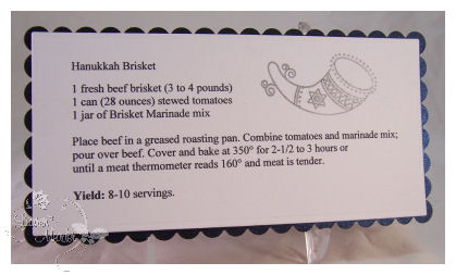 Brisket Recipe Card for Marinade<br />
<br />
I included a recipe card for the receiver, to...
