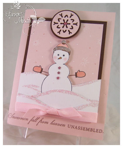 Pretty in Pink Snow Girl<br />
<br />
Supplies:<br />
<br />
Stamps- Made of Snow, Merry...
