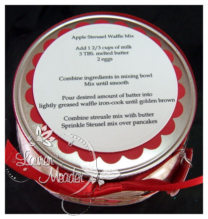 Apple Struesel Mix Instructions/Jar topper<br />
<br />
This jar of Apple Struesel waffle mix...