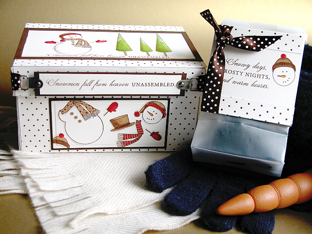 Snowman Kit<br />
<br />
Stamps: Made of Snow<br />
Paper: Swiss Dot Chocolate 12x12, Dark...