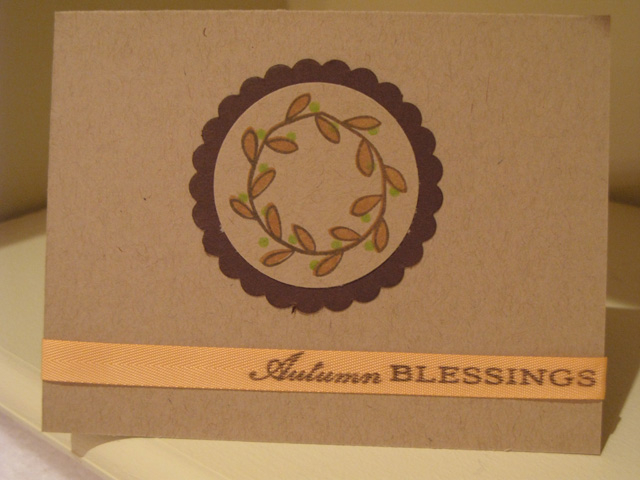 Rustic Branches stamps using kraft and dark chocolate cardstock and Summer Sunrise twill.