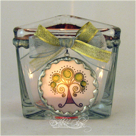 L'Chayim Candle Holder (dark)<br />
I chose the Tree of Life image to create a glass charm...