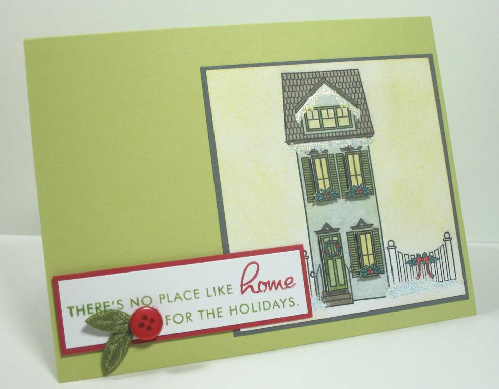 Stamps:  Boards and Beams, Home for the Holidays<br />
Cardstock:  SS White, Spring Moss, Pure...