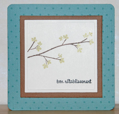 Stamps used : Out of limb &amp; Polka dots basic<br />
French stamps = Get well<br />
Inks :...
