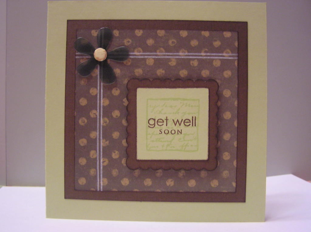 Get Well Soon on Spring Moss, using Faux Ribbon and sentiment from Paper Tray