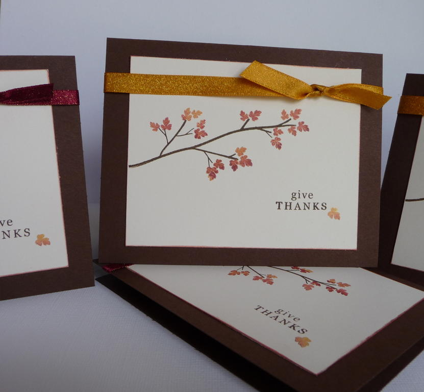 Out on a Limb Thanksgiving cards.   I used PTI chocolate for the branches and then a variety of...
