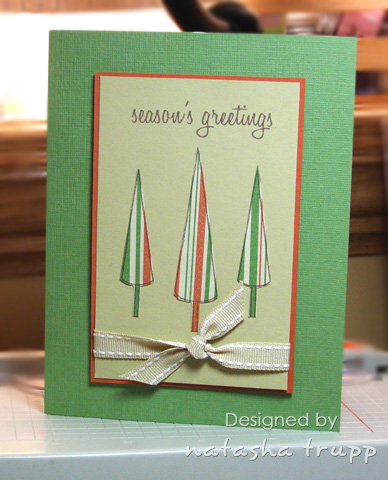 A quick and cute card using only the trees from Made of Snow and a bit of paper piecing.