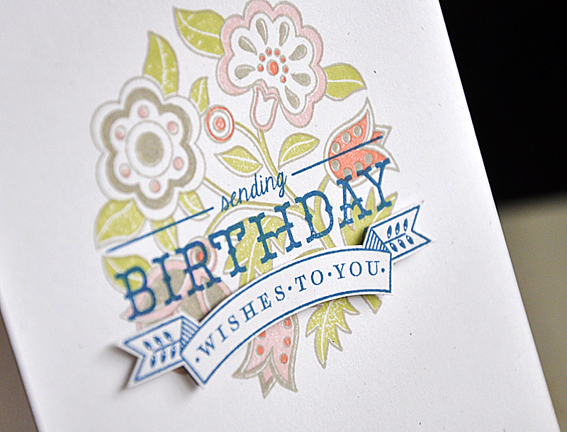 Stamps: Fancy Folk Art<br />
Ink: Hero Arts Wet Cement, Melon Berry, Sweet Blush, Spring Moss...