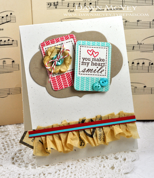 Paper: rustic cream, kraft, pure poppy, hawaiian shores, vintage sewing pattern<br />
Stamps:...