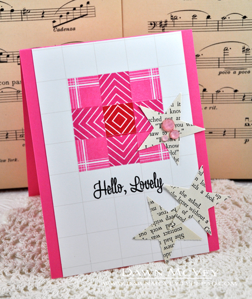 Paper: guide lines grid, raspberry fizz, vintage book print<br />
Stamps: Square Prints, Happy...