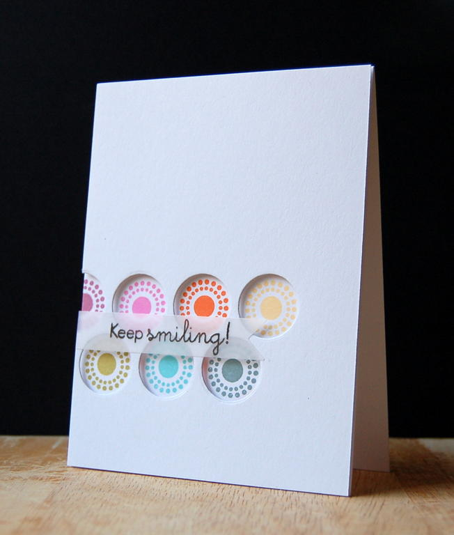 Cardstock: white<br />
Specialty paper: vellum<br />
Stamps: Heart-2-Heart #12, Polka Dot...