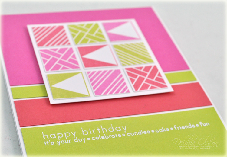 Stamps: Square Prints<br />
Ink: Hibiscus Burst, Limeade Green, Berry Sorbet Versamark<br />...