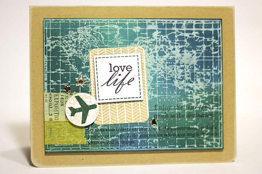 stamps: World Map, Destination, Framed Out #12<br />
<br />
ink: Enchanted Evening,...