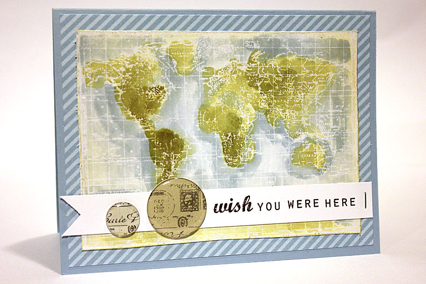 size: 5 1/2&quot; x 4 1/4&quot;<br />
<br />
stamps: World Map, Road Trip<br />
<br />
ink:...