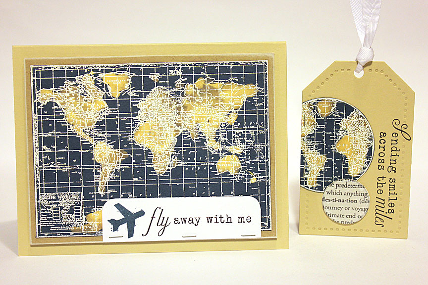 card size: 5 1/2&quot; x 4 1/4&quot;<br />
<br />
stamps: World Map, Destination, Up Up &amp;...